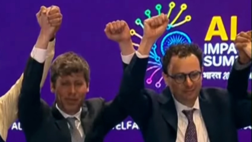 Amodei and Altman at the AI Impact Summit