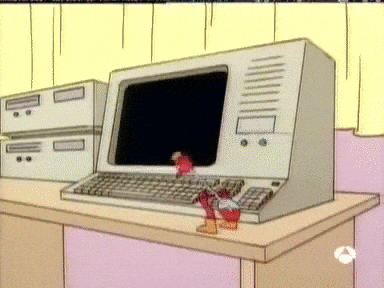 Simpsons bird pressing keyboard button